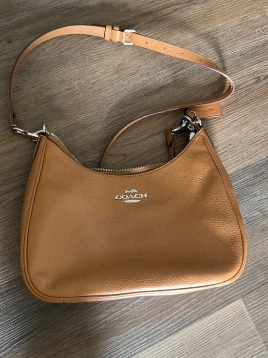 COACH Pebbled Leather Shoulder Bag in Tan - Picture 1 of 5